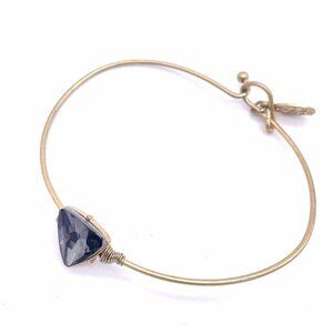 Crave Triangle Faceted Crystal Wire Wrapped Bangle Bracelet Gold Tone
